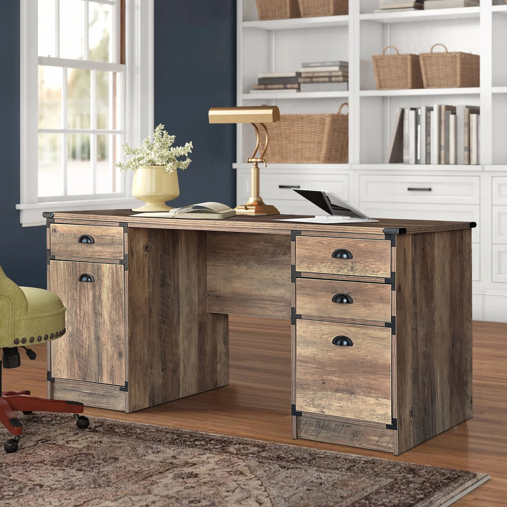 Oak Particle Board and Wood Desk B111866