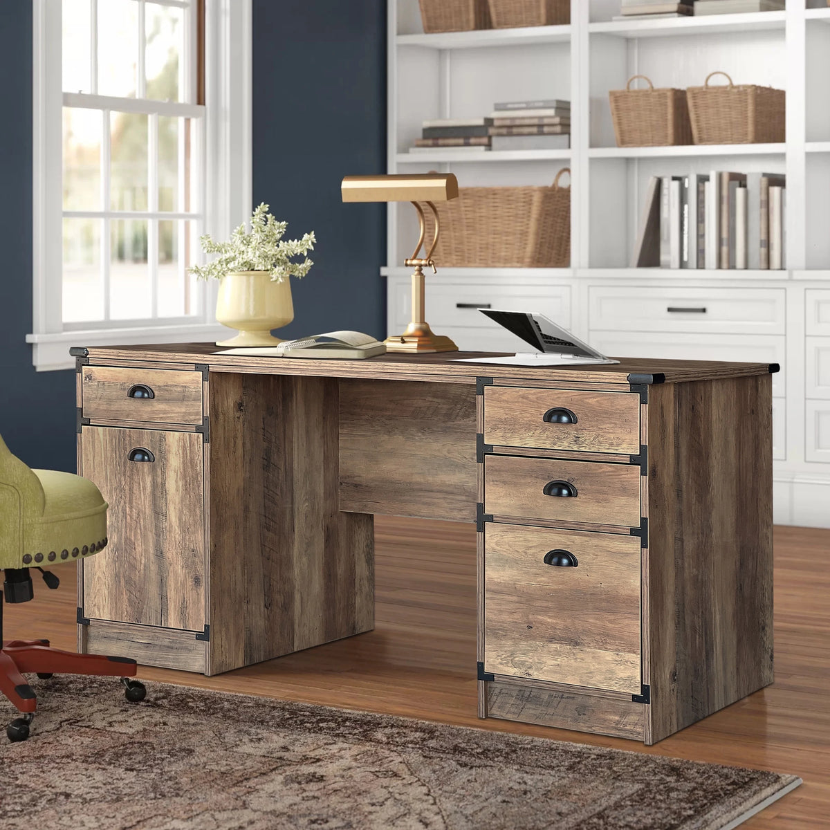 Oak Particle Board and Wood Desk B111866