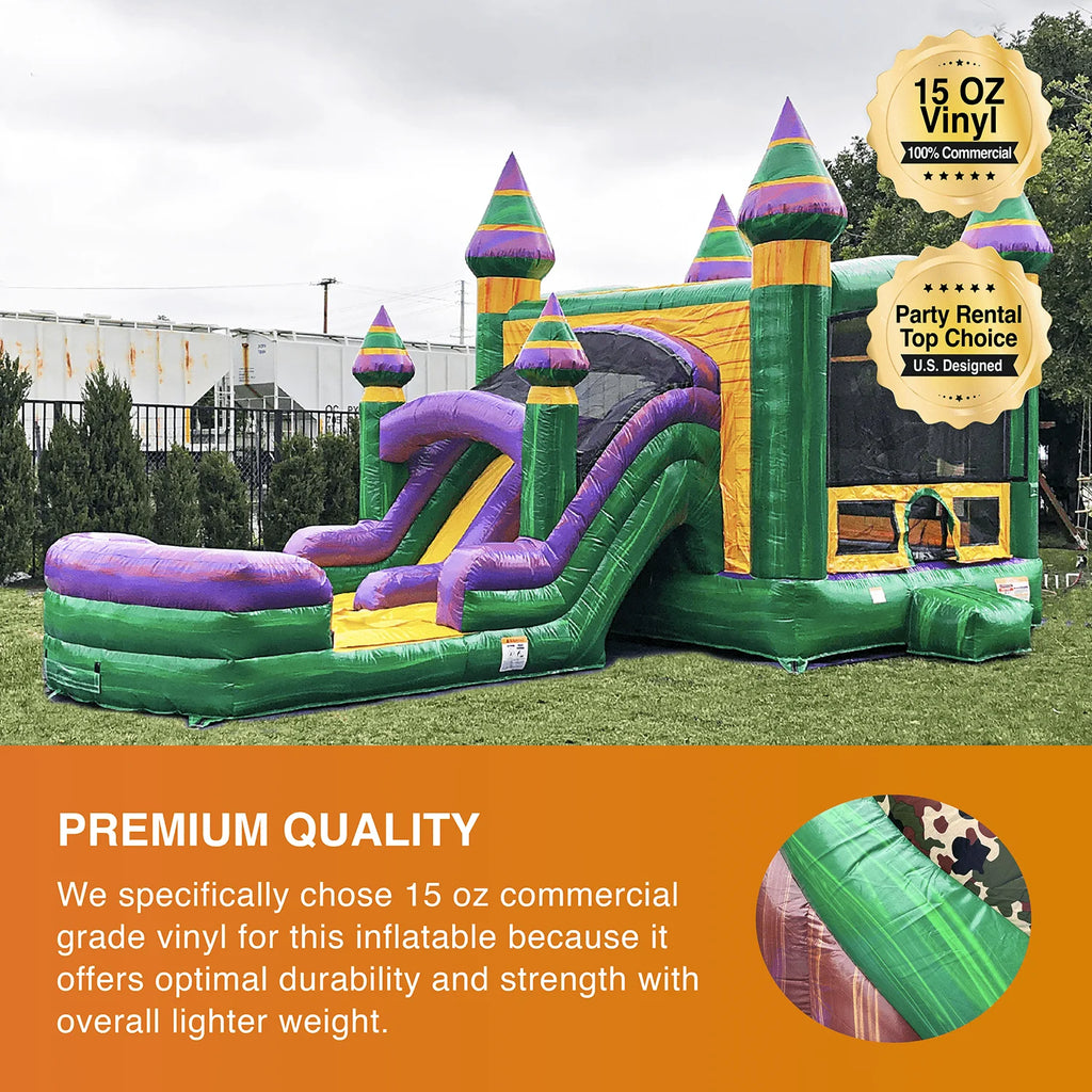 Inflatable Bounce House with Dual Water Slides and Pool D5895