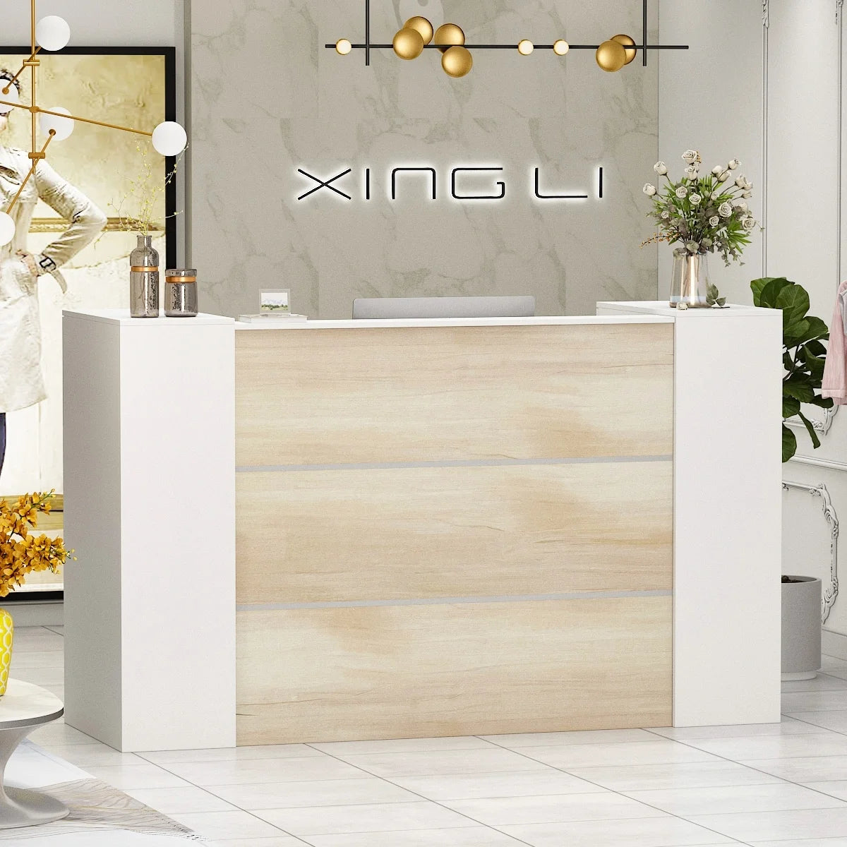 Rectangular Wood Reception Desk J1204