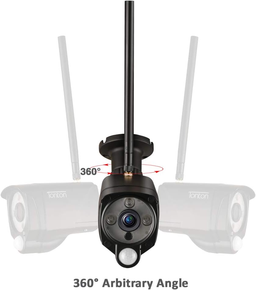 Wireless All-in-One Security Camera System with 16 Inch Monitor, 8CH WiFi NVR with 1TB HDD, 4PCS 3MP Outdoor Bullet IP Cameras with PIR Sensor, Floodlight, Black B114112