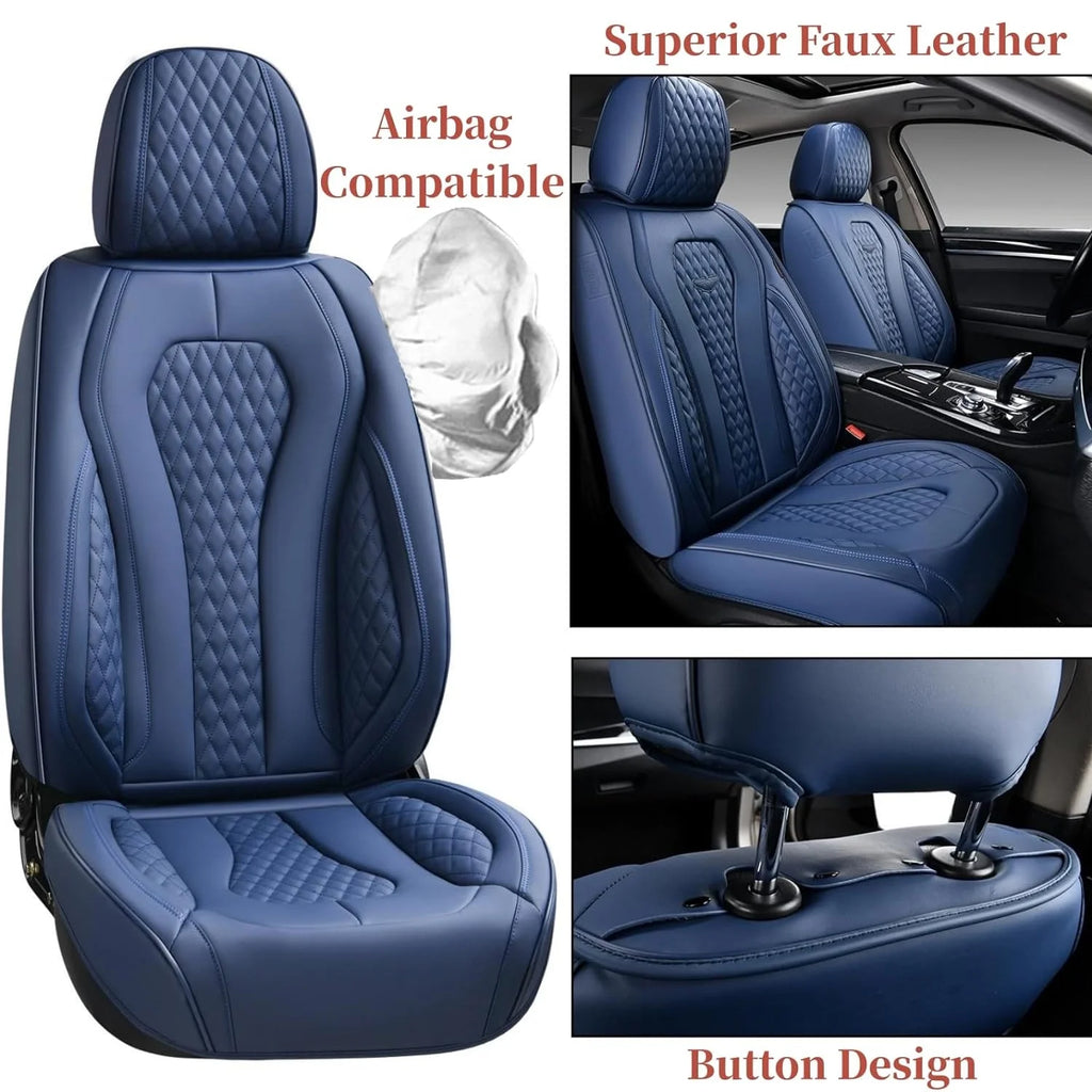 Blue 2 Seats Leatherette Front Seat Covers Set P910505