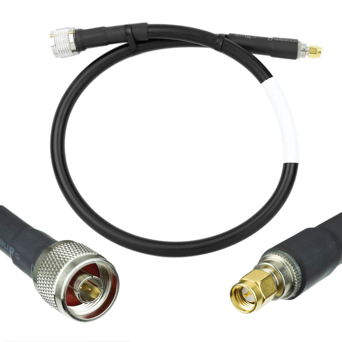 50-ohm N-Male to N-Male Black Coax Cable 60ft A96324