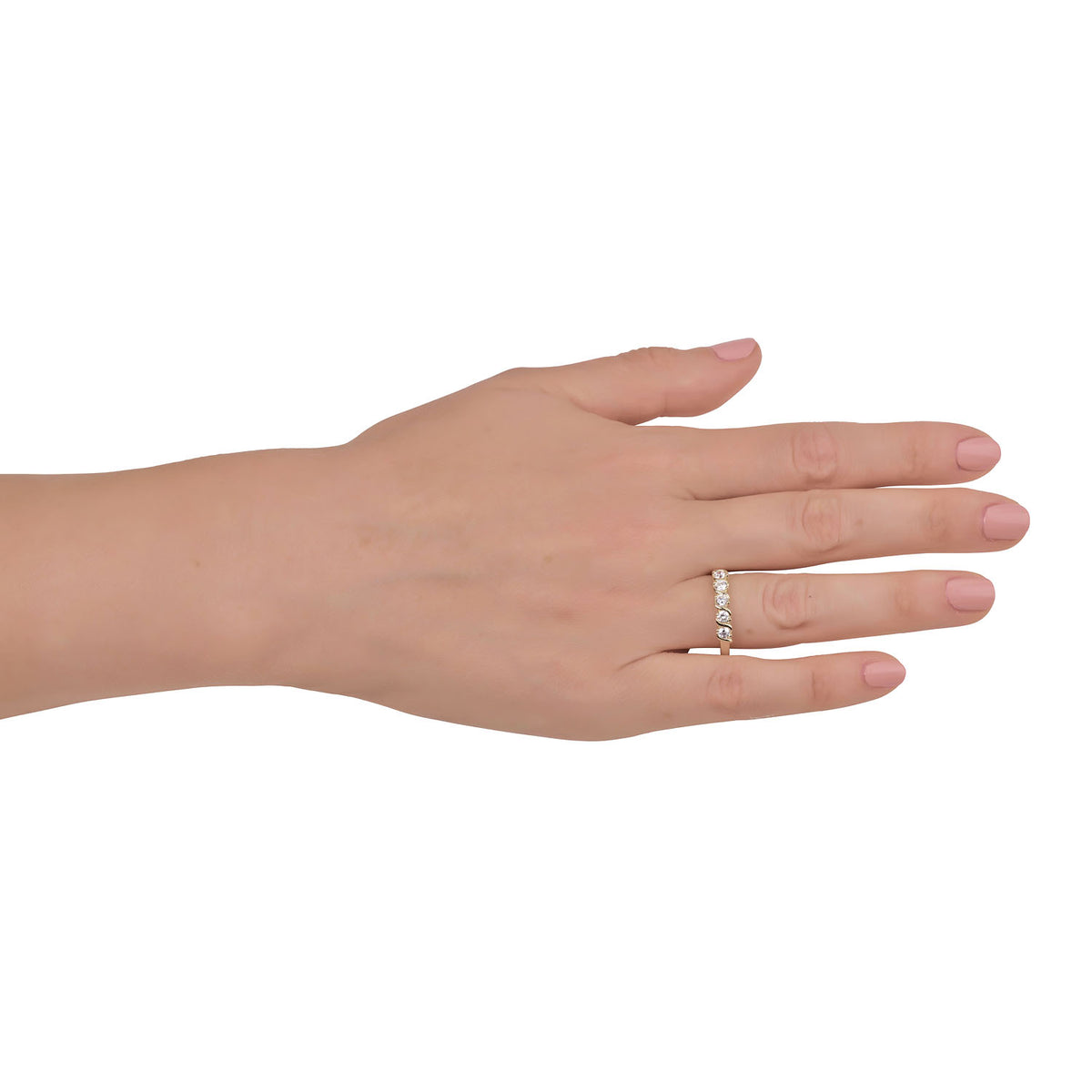 10K Yellow Gold Five Stone Simulated Diamond CZ Ring J961