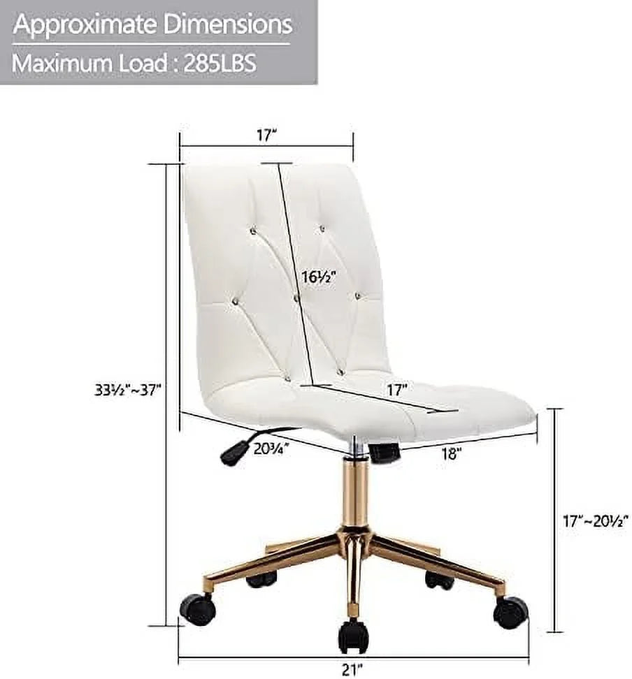 White PU Leather Armless Office Chair with Gold Base V27794