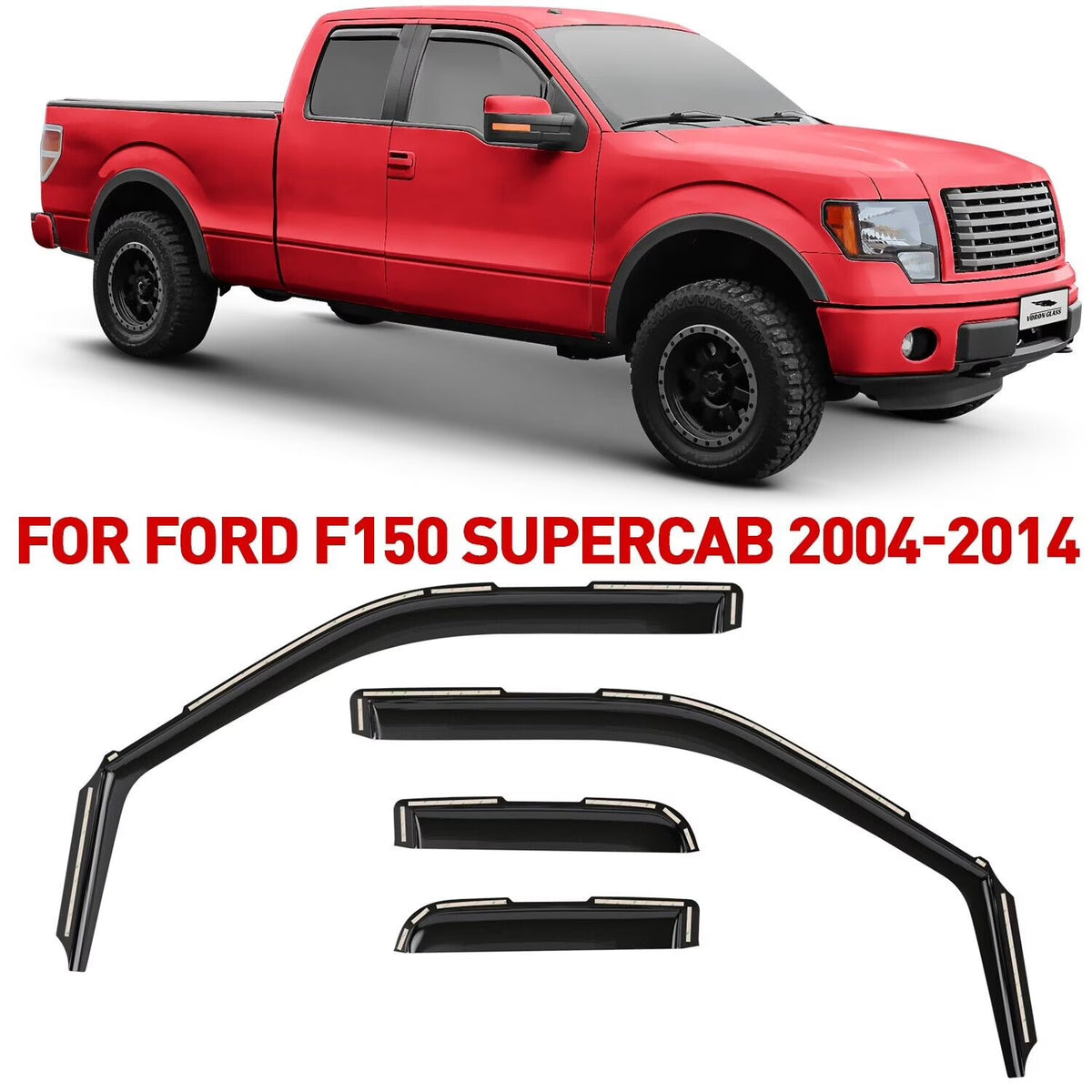 4 Pieces In-Channel Window Deflectors for Ford F150 SuperCab C760
