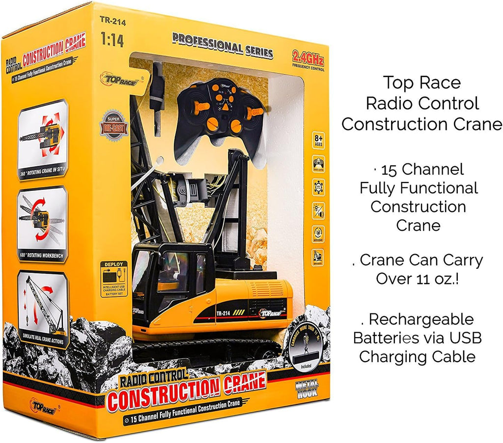 15 Channel 1:14 Scale Battery Powered RC Construction Toy Crane J373357