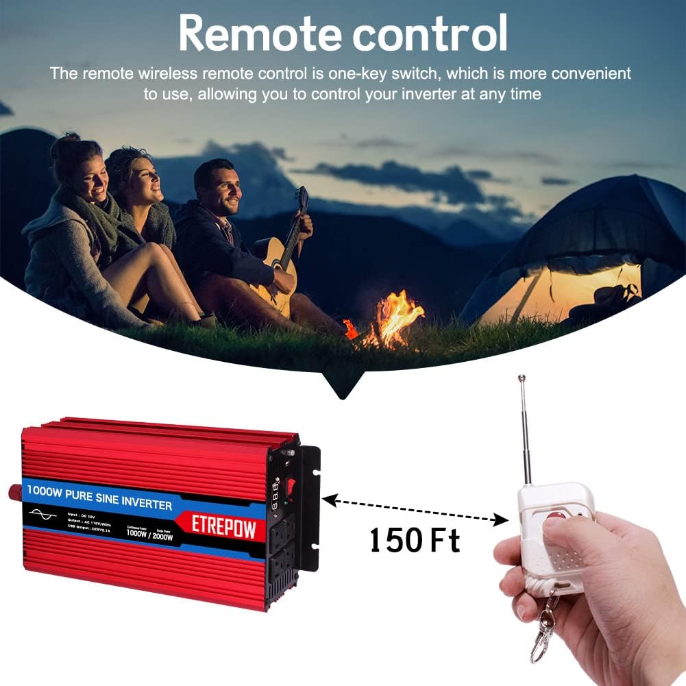 1000 Watt Pure Sine Wave Power Inverter 12V DC to 110V AC K90707