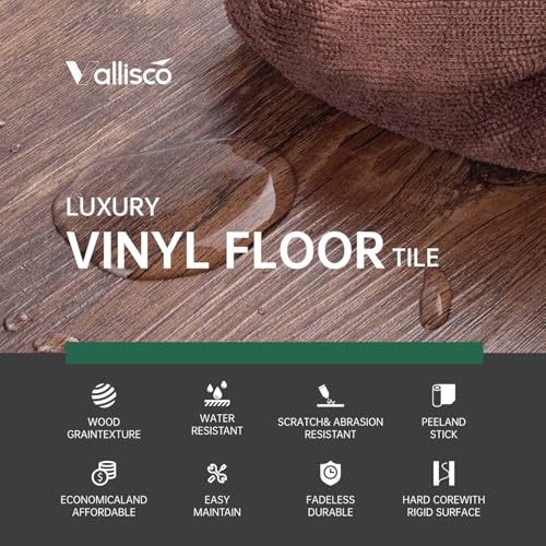 Brown Peel and Stick Vinyl Flooring 36 Pack 54 Sq.Ft K2611