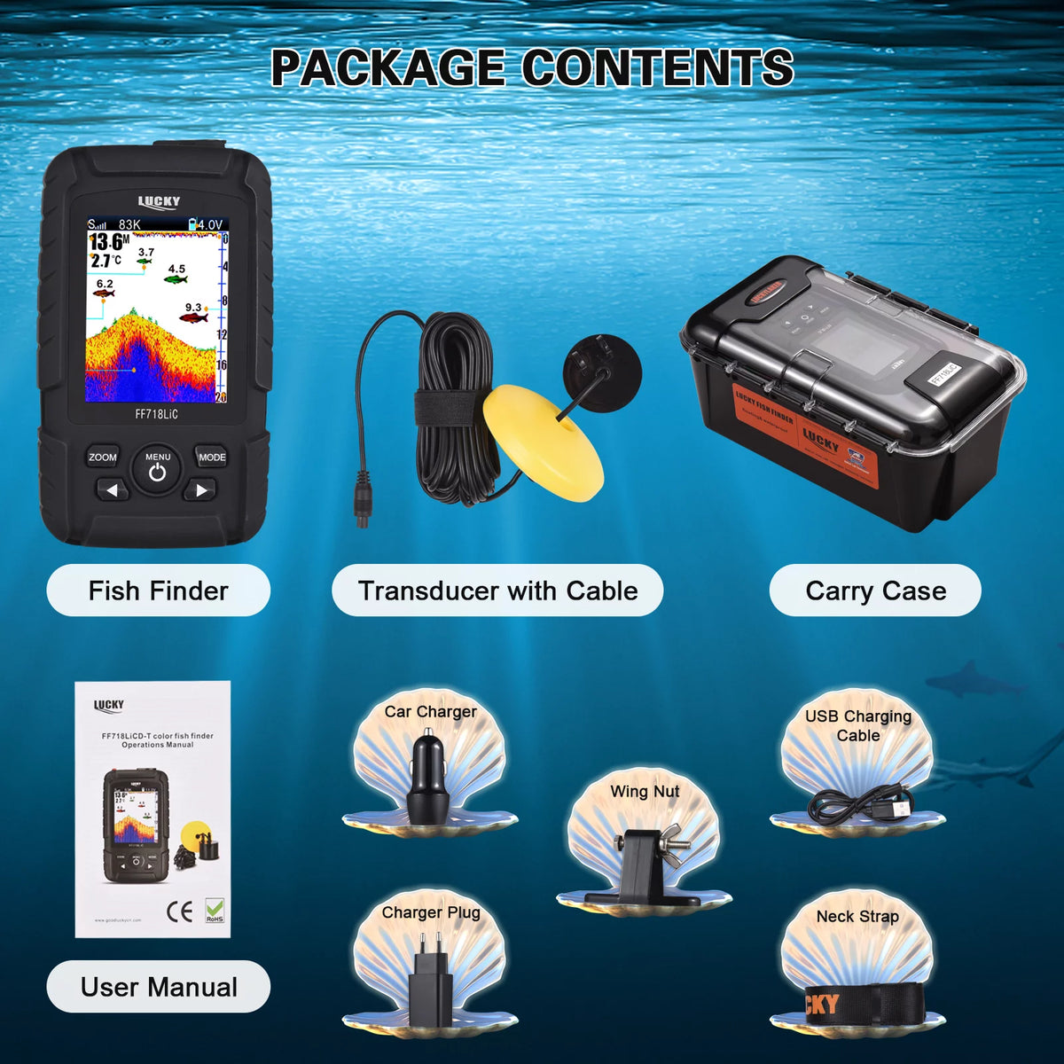 Portable Handheld Fish Depth Finder Sonar Transducer B190233