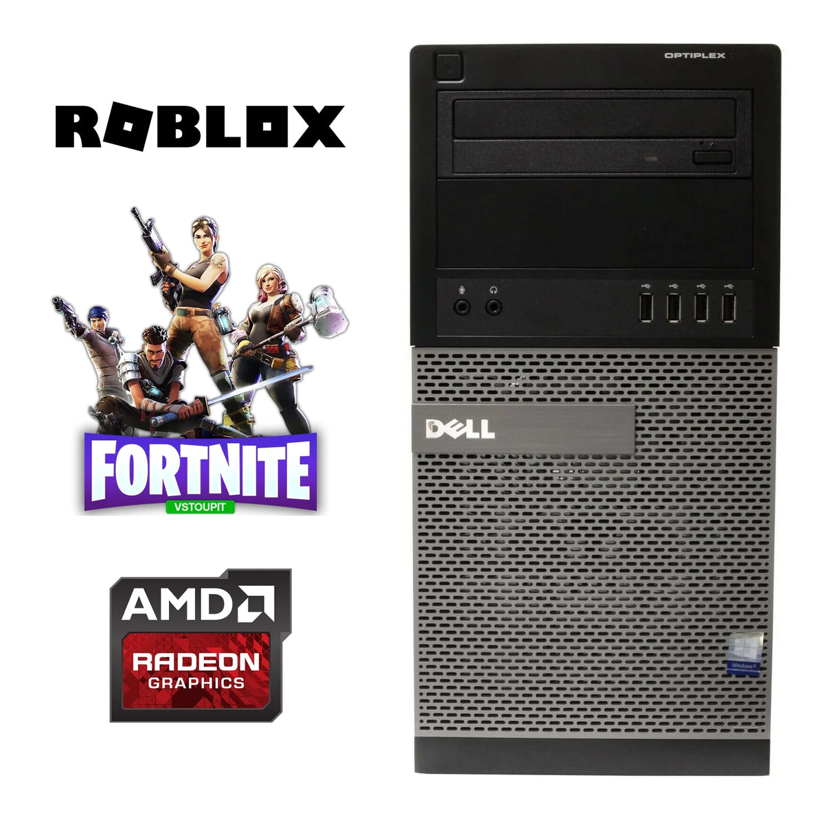 Intel i5 Quad Core Gen 3 Gaming Computer PC with Radeon Graphics, 8GB DDR3 RAM, 256GB SSD + 2TB HDD, WiFi, Windows 11 X9941