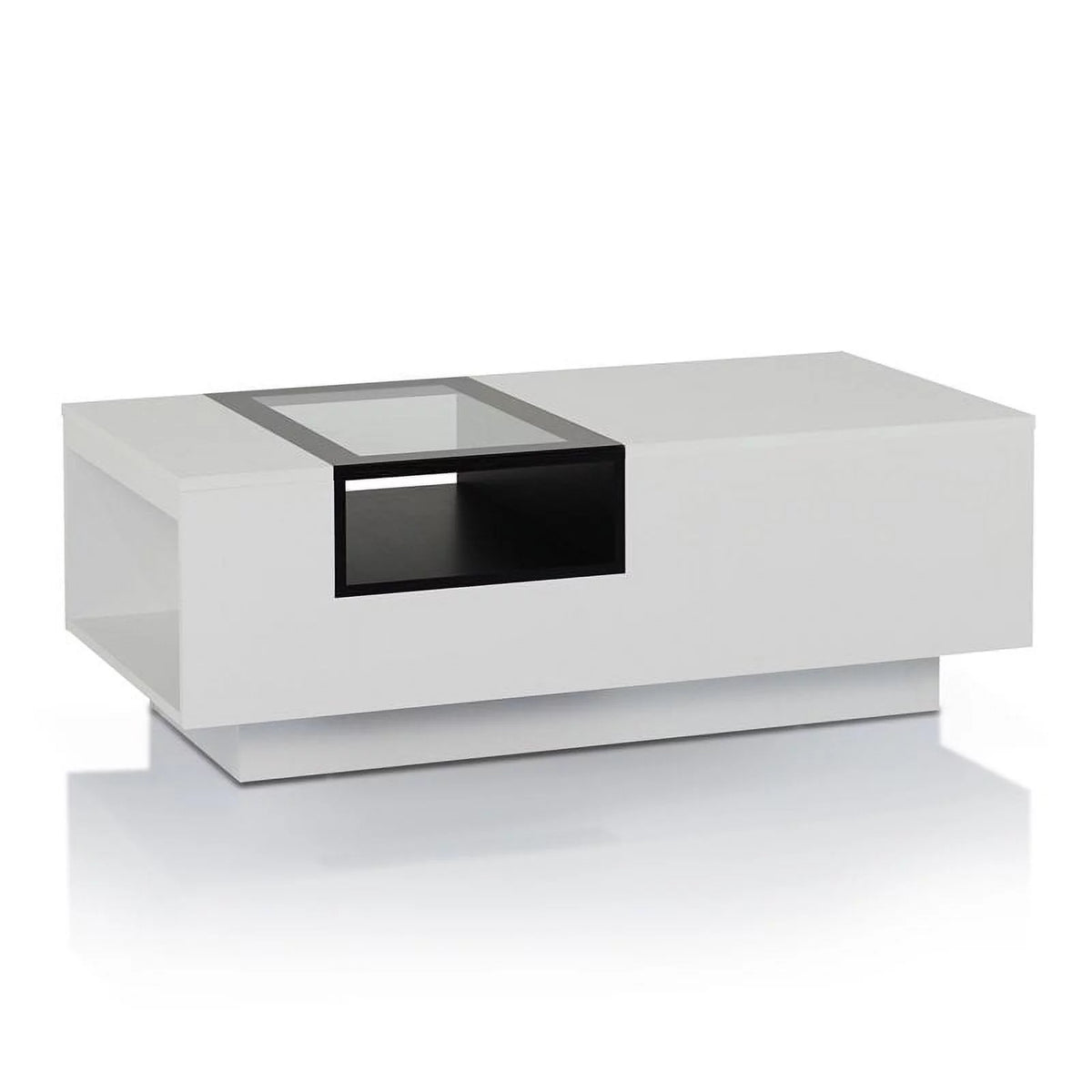Modern Wood Storage Coffee Table in White and Black Q105