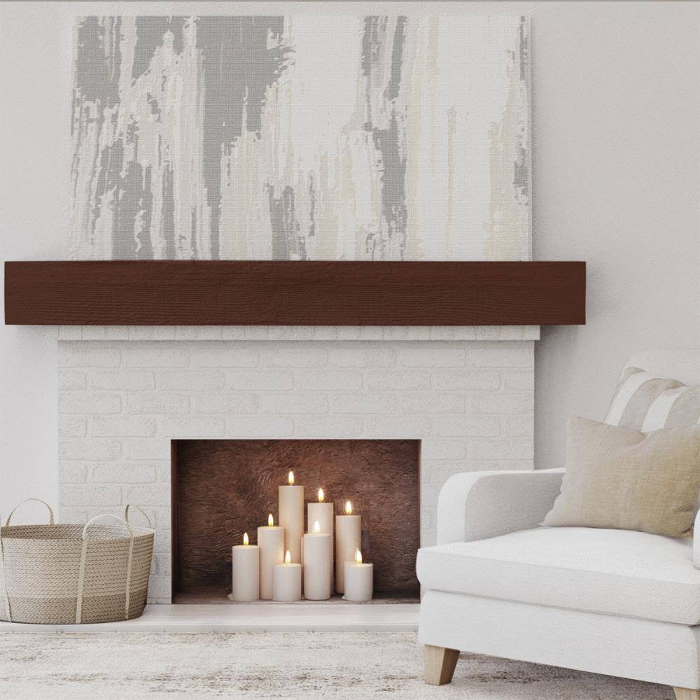 Rough Sawn Faux Wood Fireplace Mantel, Natural Pecan E683863
