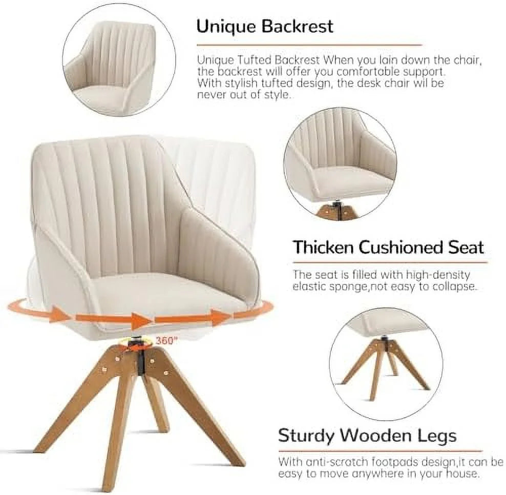 Mid Century Swivel Accent Chair with Arms Beige S548