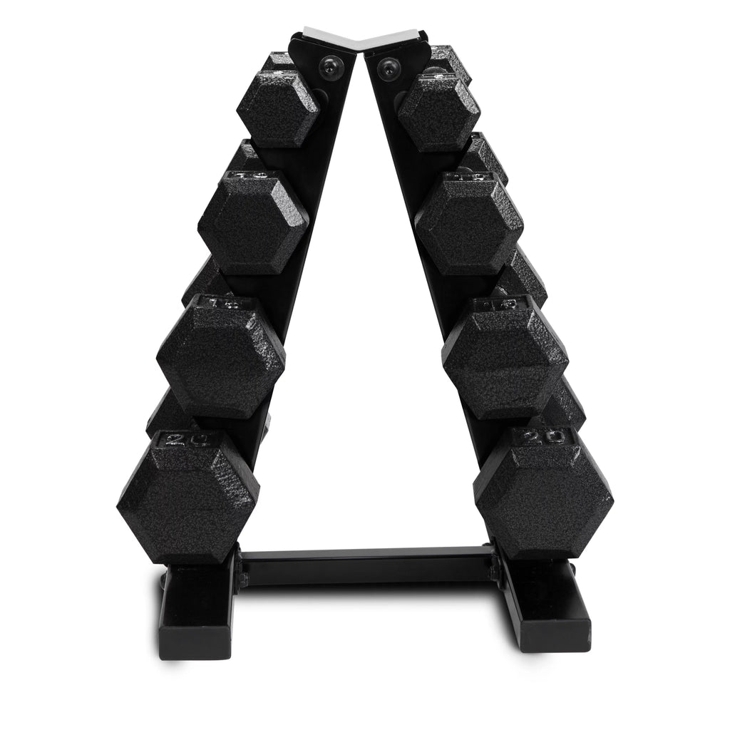 100 lb Cast Iron Hex Dumbbell Weight Set with Rack V96536