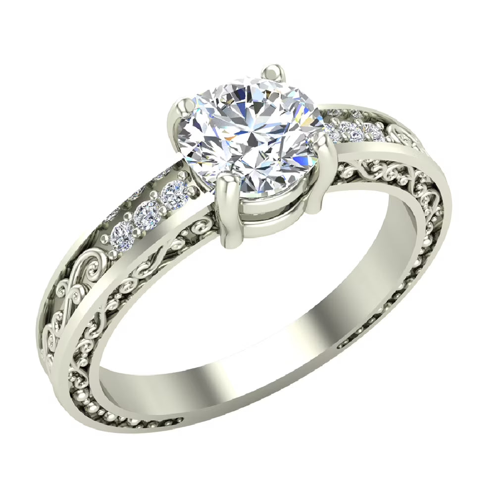 18K White Gold Solitaire Wedding Ring L876174