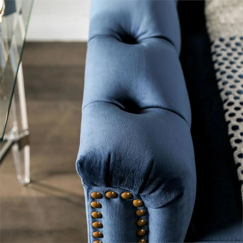 Blue Fabric Tufted 2-Piece Sofa Set D458