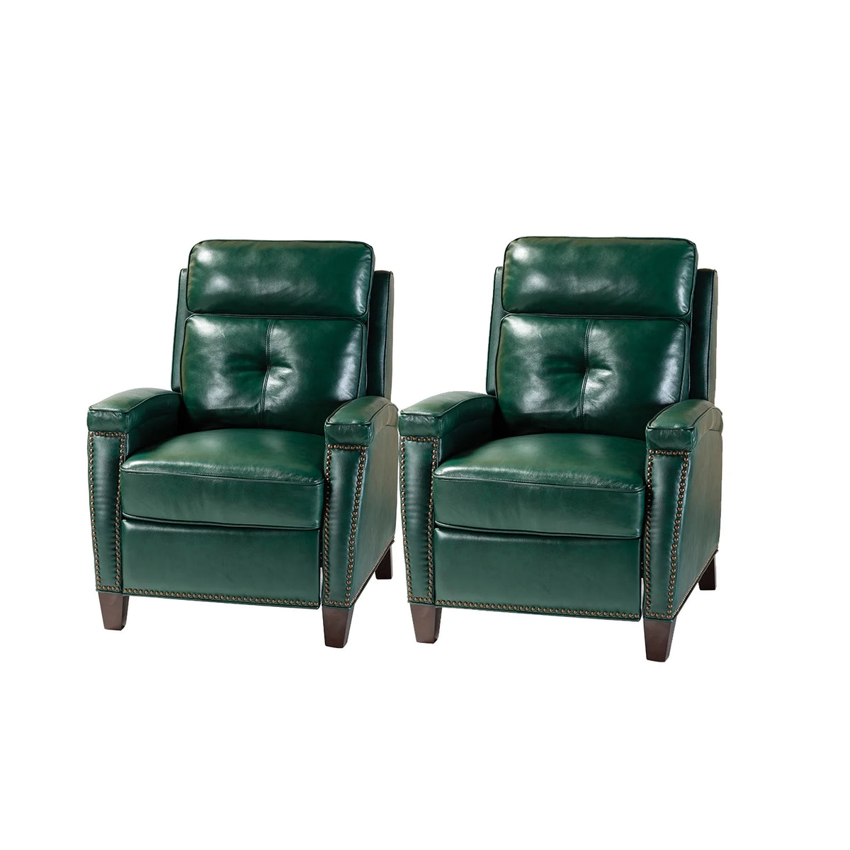Green Genuine Leather Recliner Set of 2 K73246