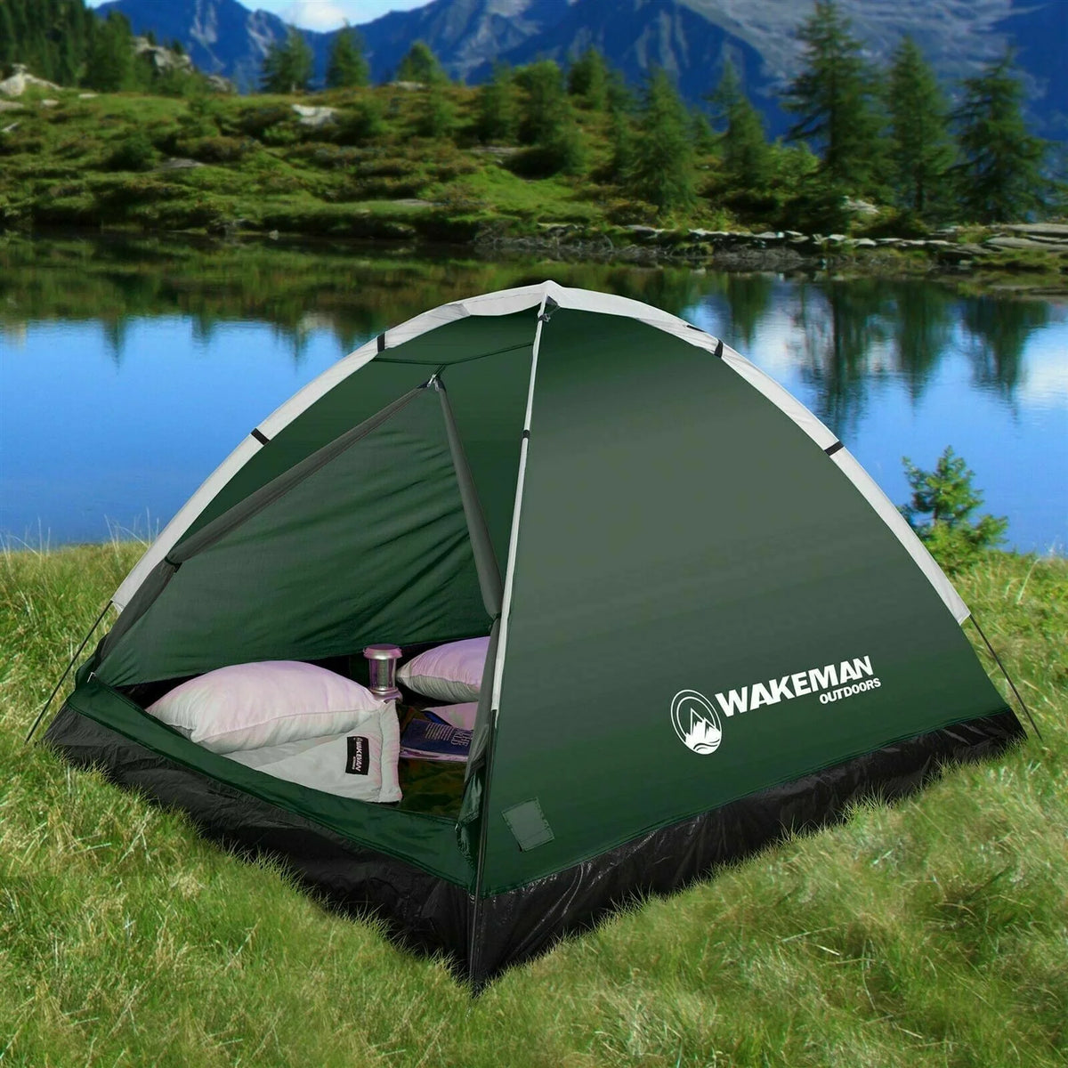 Green 2 Person Tent with Carry Bag C3859