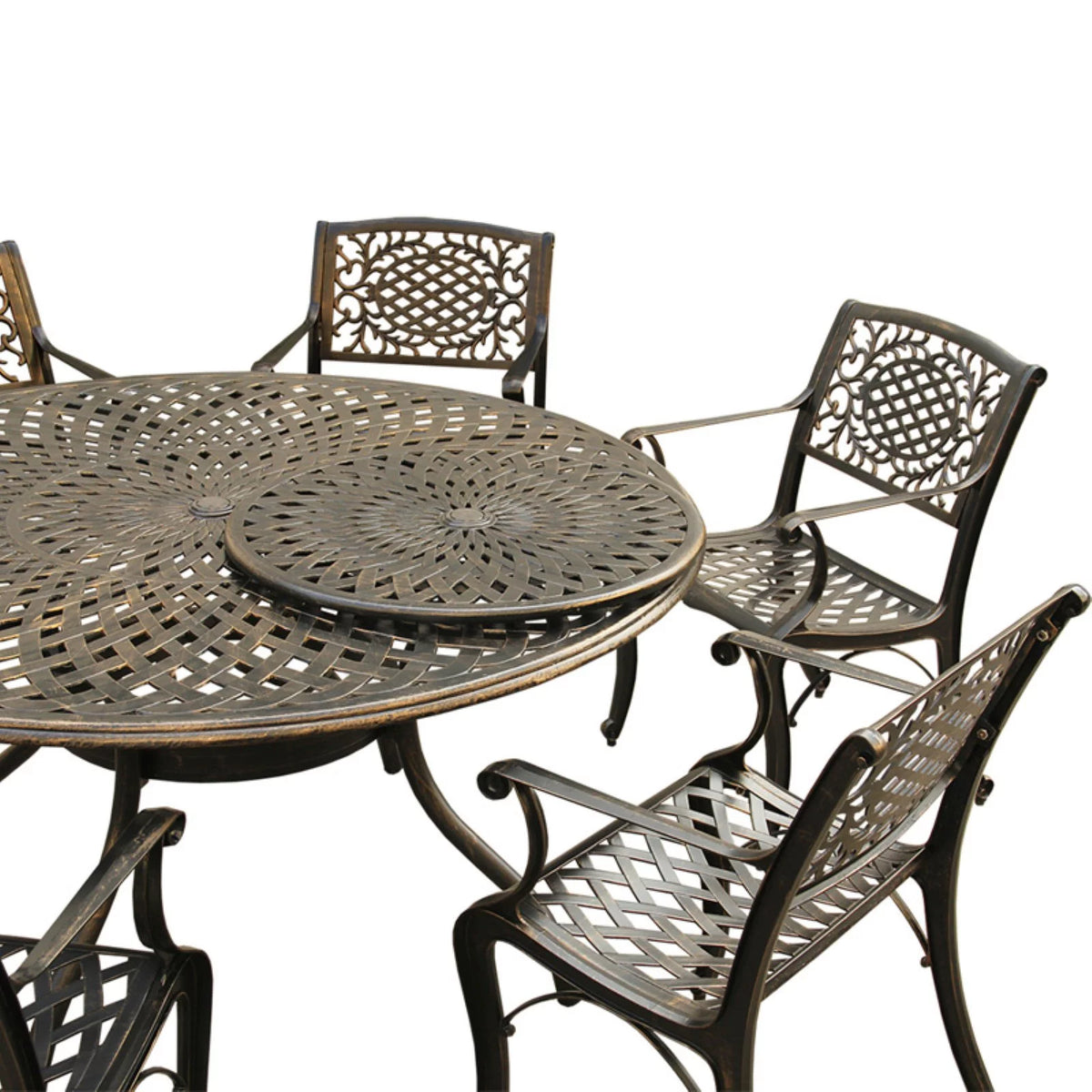 Aluminum 7 Piece Dining Set with Lazy Susan A78654