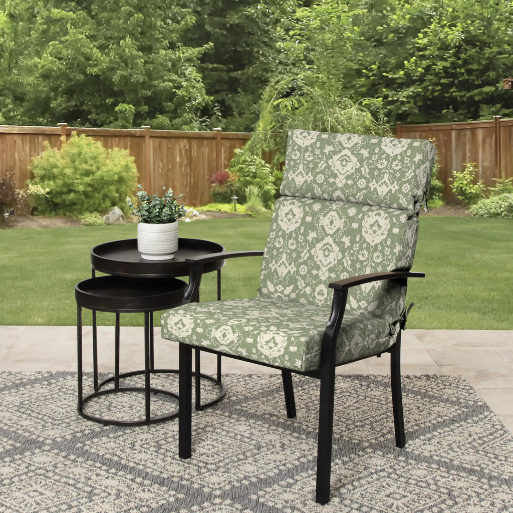 Green Damask Rectangle Outdoor Chair Cushion T64636