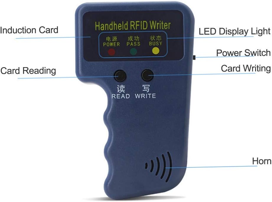 Handheld RFID Card Copier 125KHz ID Duplicator Reader Writer with 5Pcs Writable Keychain and 5Pcs Writable Card H223979
