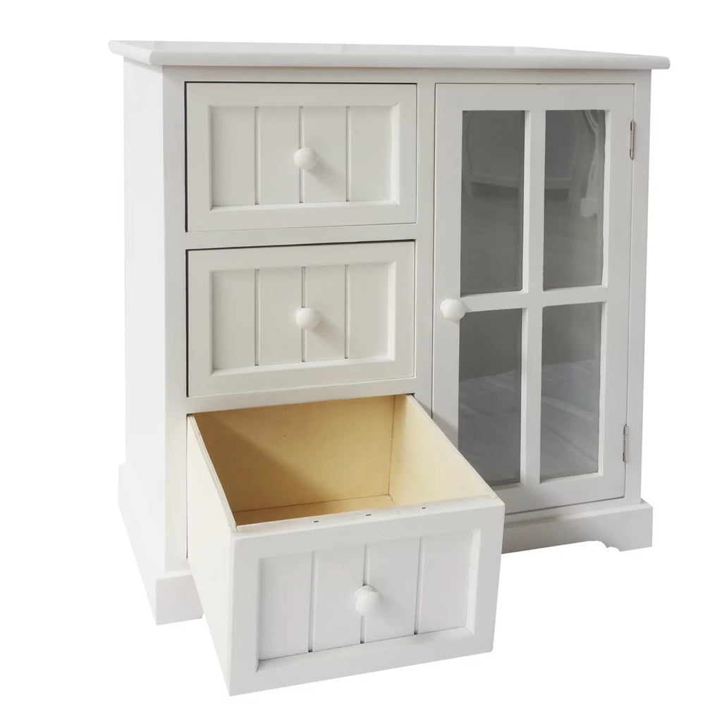 24 Inch White Paulownia Wood Accent Cabinet Z244