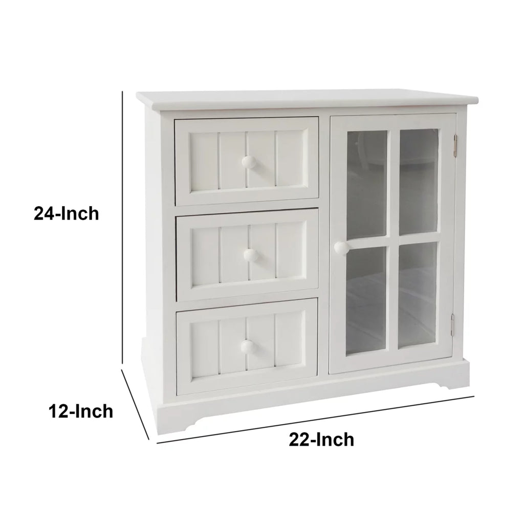 24 Inch White Paulownia Wood Accent Cabinet Z244
