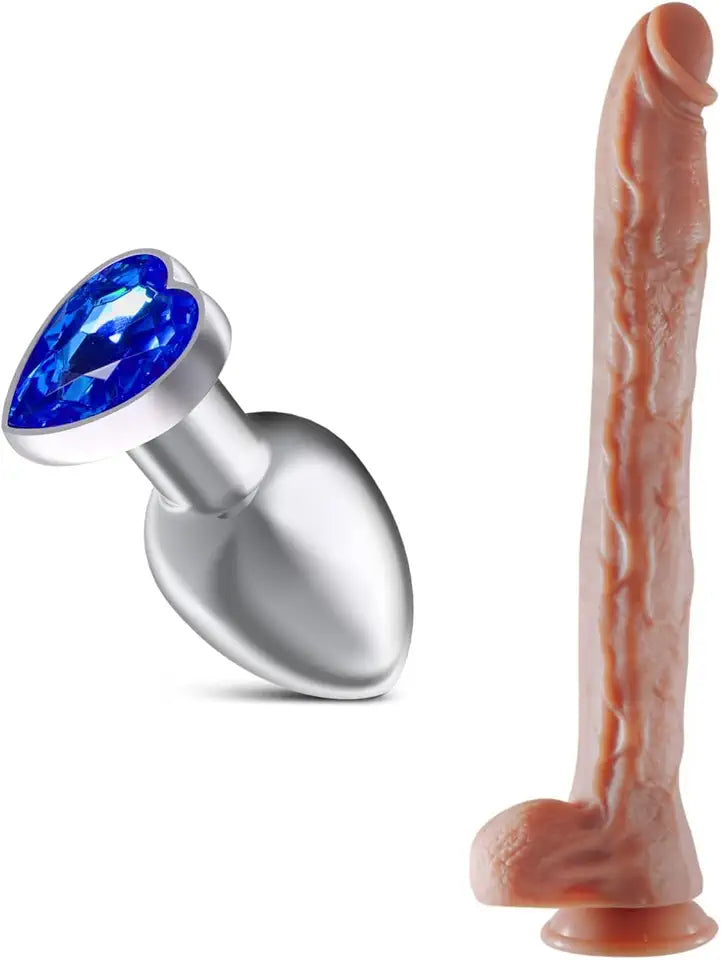 Heart Shaped Butt Plugs + 17.3 Inch Dildo C798473