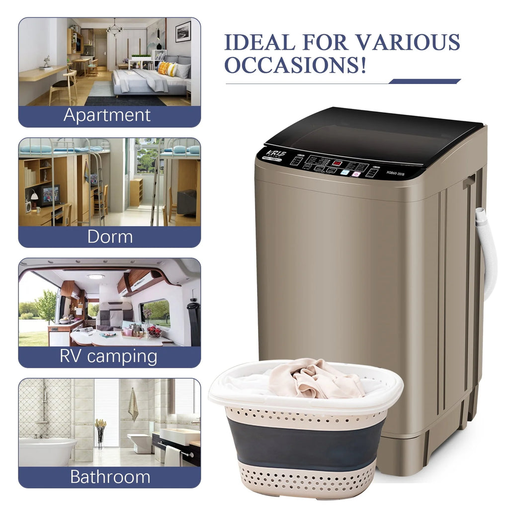 Full-Automatic 17.7 lbs Portable Compact Laundry Washer with Drain Pump U296