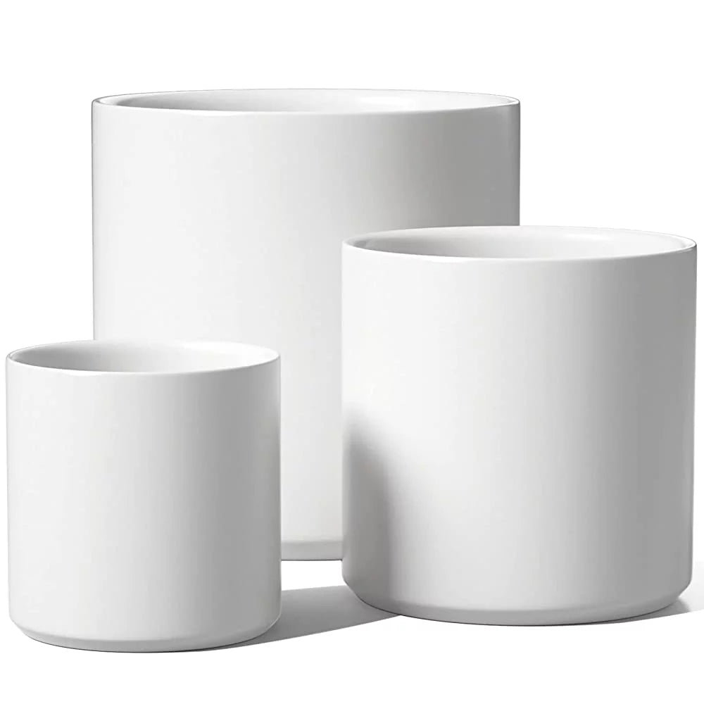 White Ceramic Plant Pots Set of 3 H718083