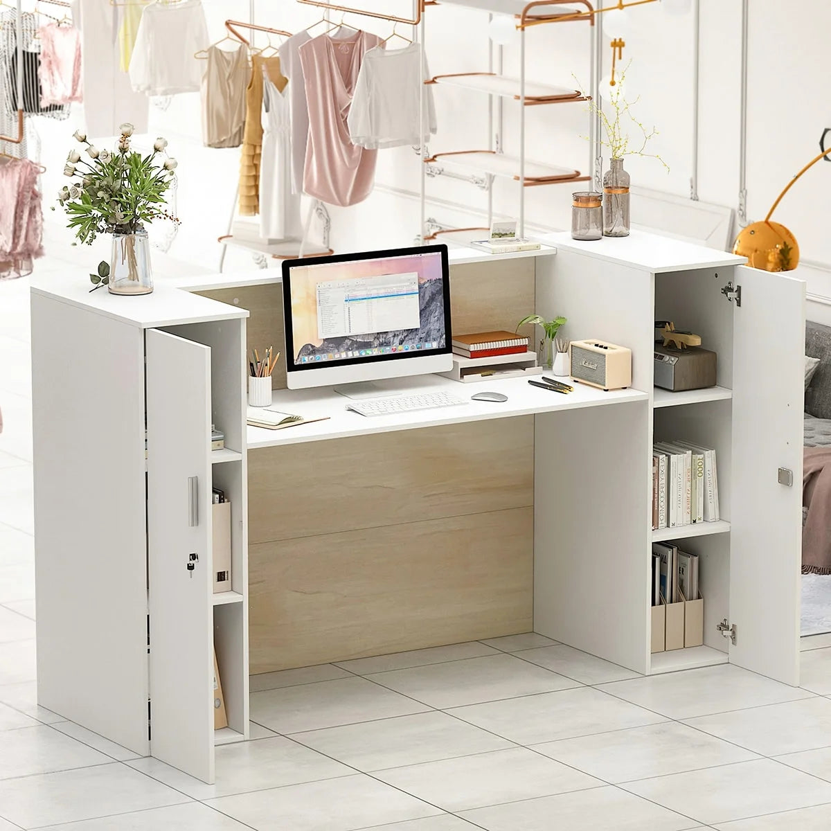Rectangular Wood Reception Desk J1204
