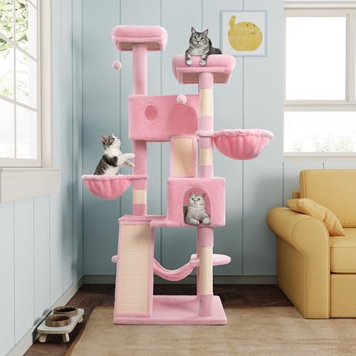 66 Inches Multi-Level Cat Tree Tower with Hammock and Baskets I335830