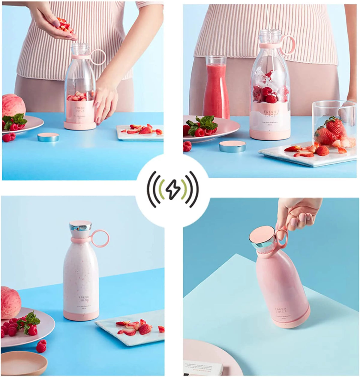 Pink Portable USB Blender F824