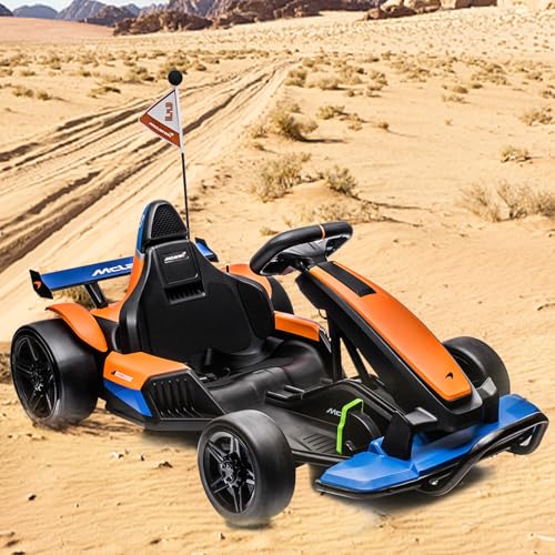24V Electric Go Kart for Kids, Licensed Battery Powered Drift Racing Go Kart, 7.5 MPH Drift Kart with 400W Motor, Kids Race Pedal Go Karting Car with Damping System, Seat Belt P3833