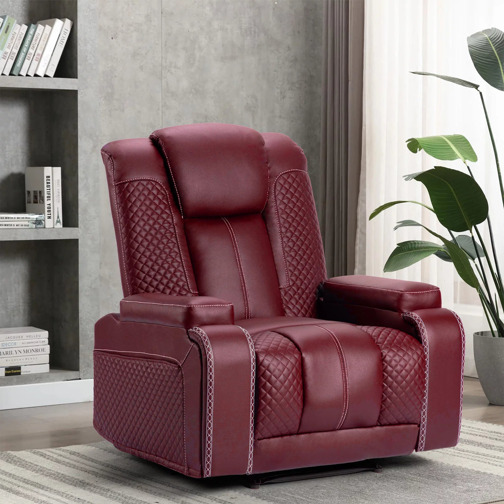 Claret Faux Leather Reclining Chair Set of 2 Z747082