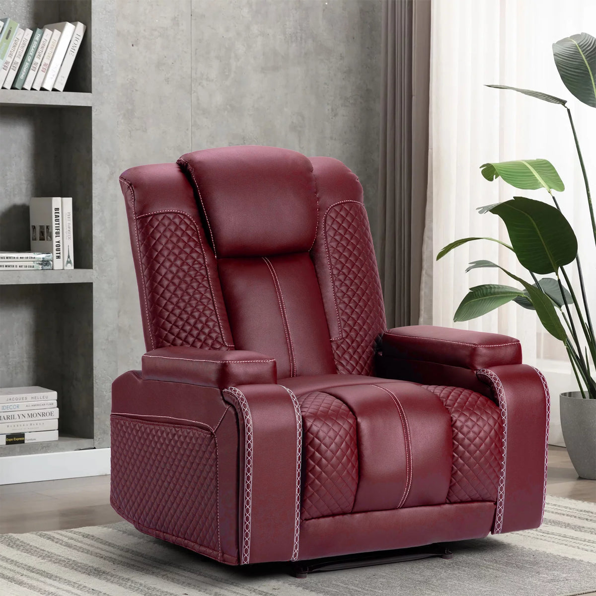 Claret Faux Leather Reclining Chair Set of 2 Z747082