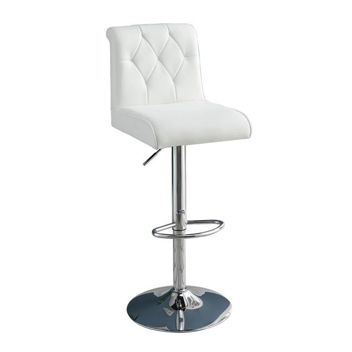 White Faux Leather Adjustable Height Swivel Barstool Set of 2 R8657
