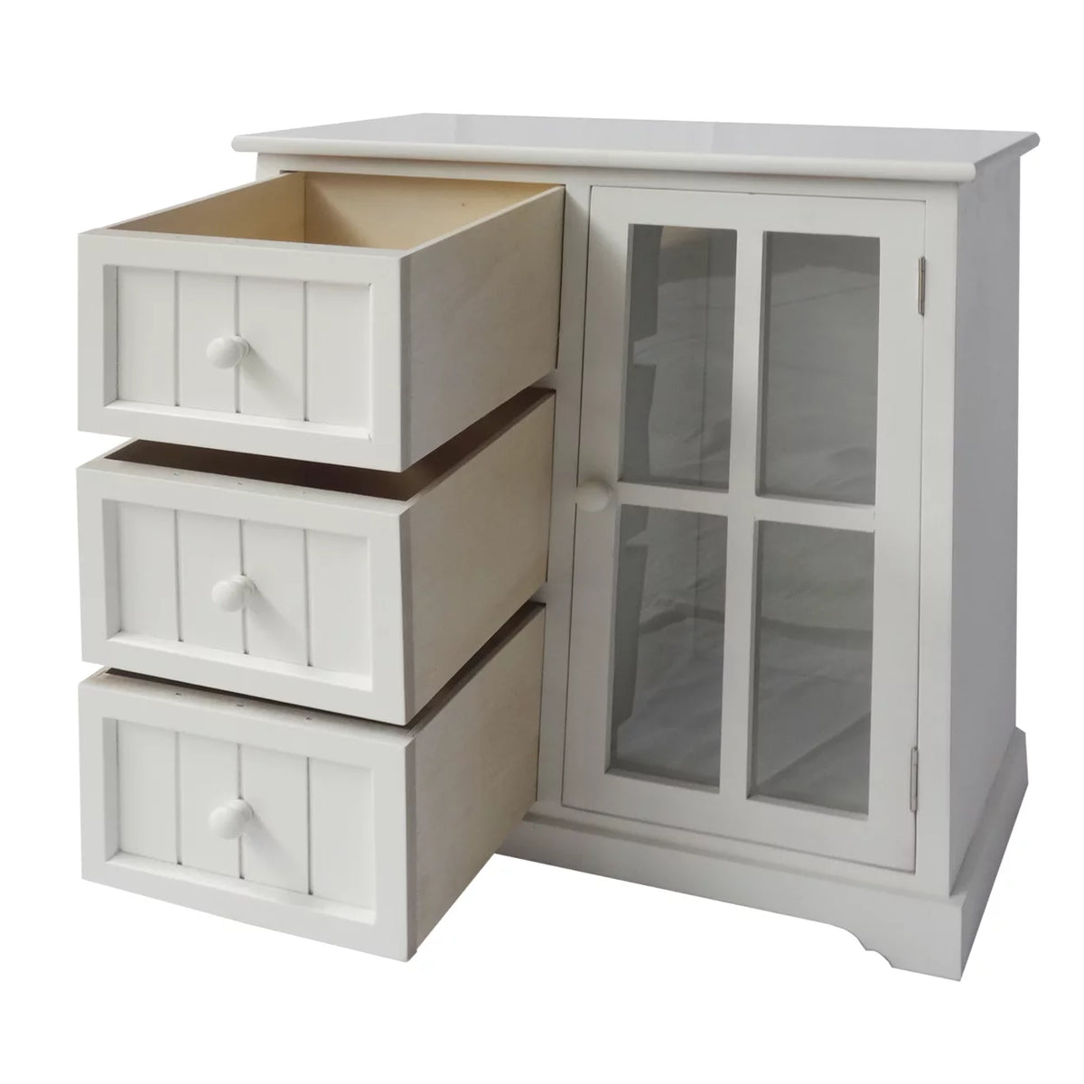 24 Inch White Paulownia Wood Accent Cabinet Z244