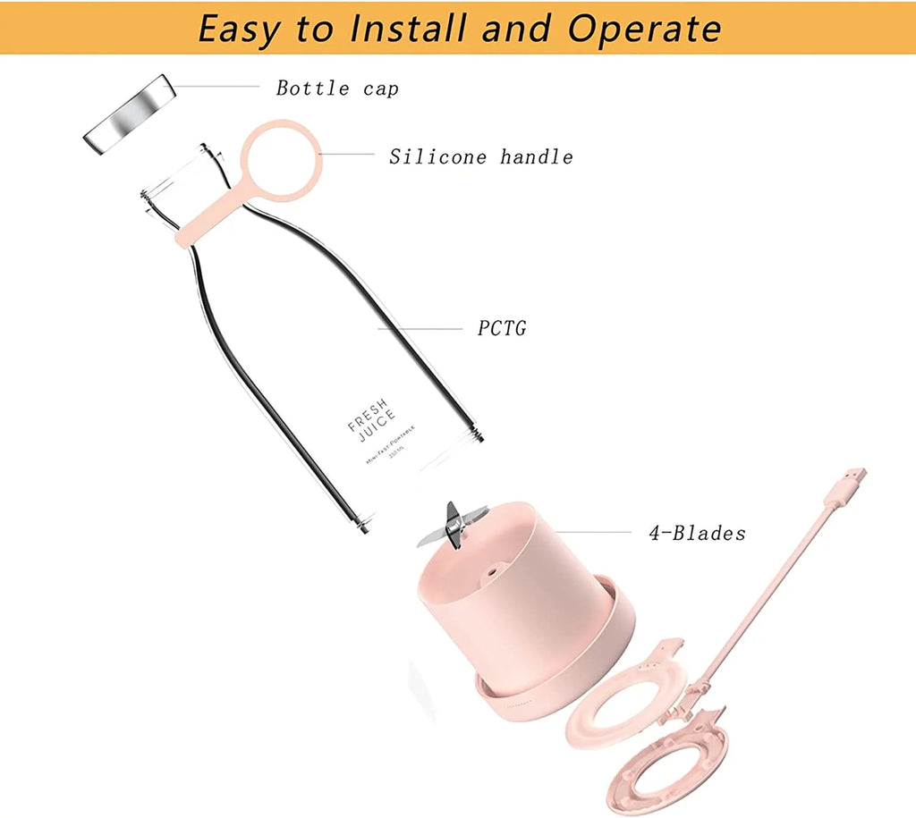 Pink Portable USB Blender F824