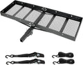 Black Steel Hitch Cargo Carrier with Ratchet Straps B5951
