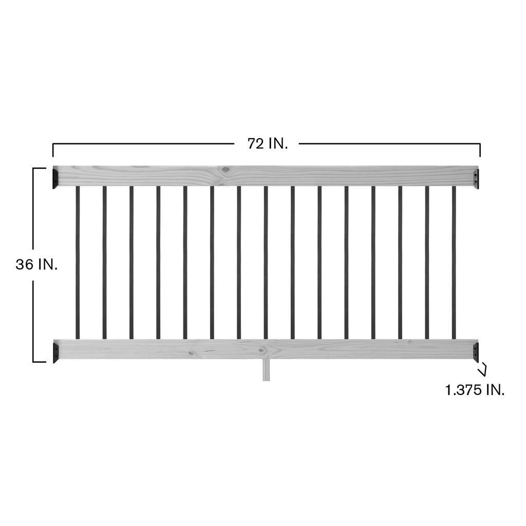 6 ft. Pressure-Treated Wood Railing Kit with Square Aluminum Balusters K177