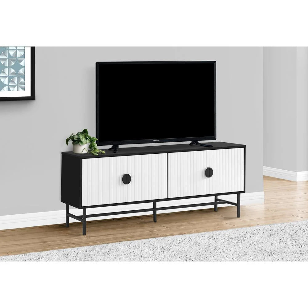 60 Inch Black And White Laminate Tv Stand H556
