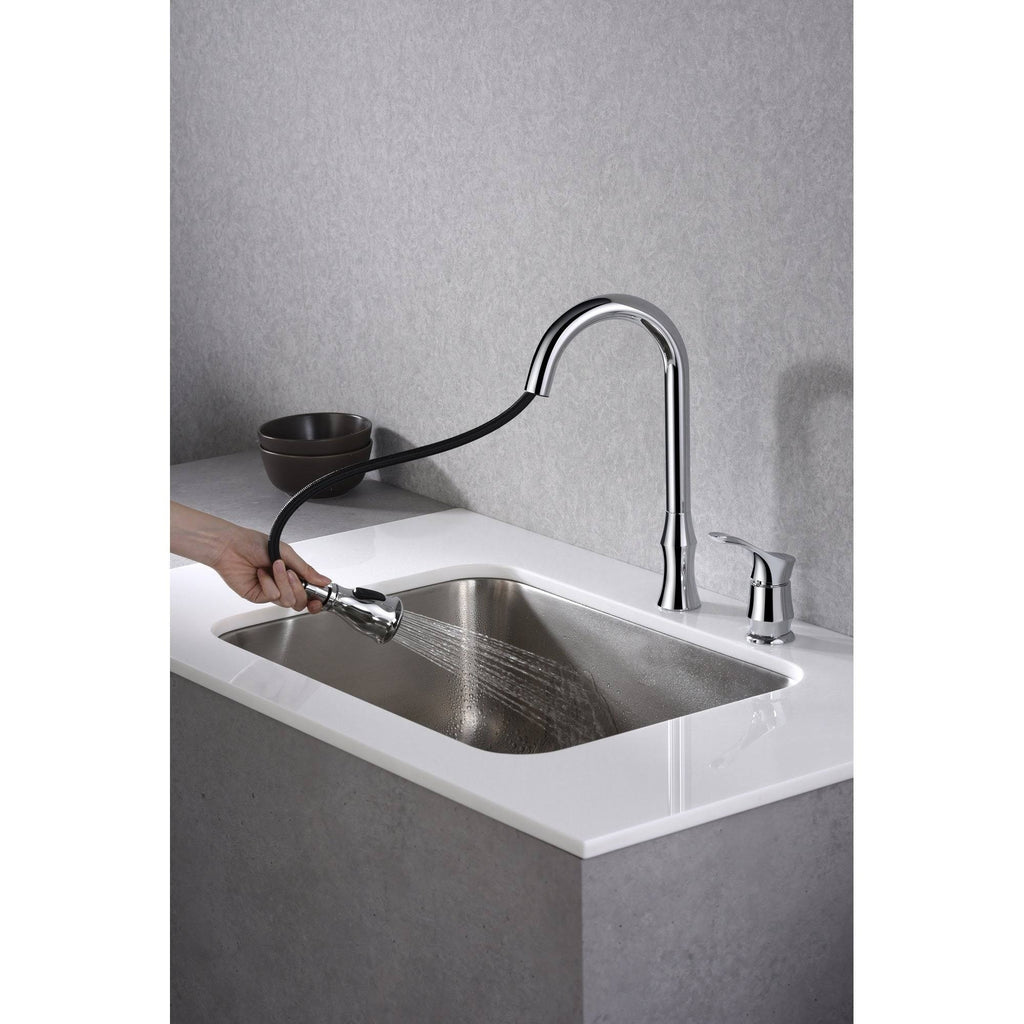 Chrome Single-Handle Pull-Down Sprayer Kitchen Faucet Q5822