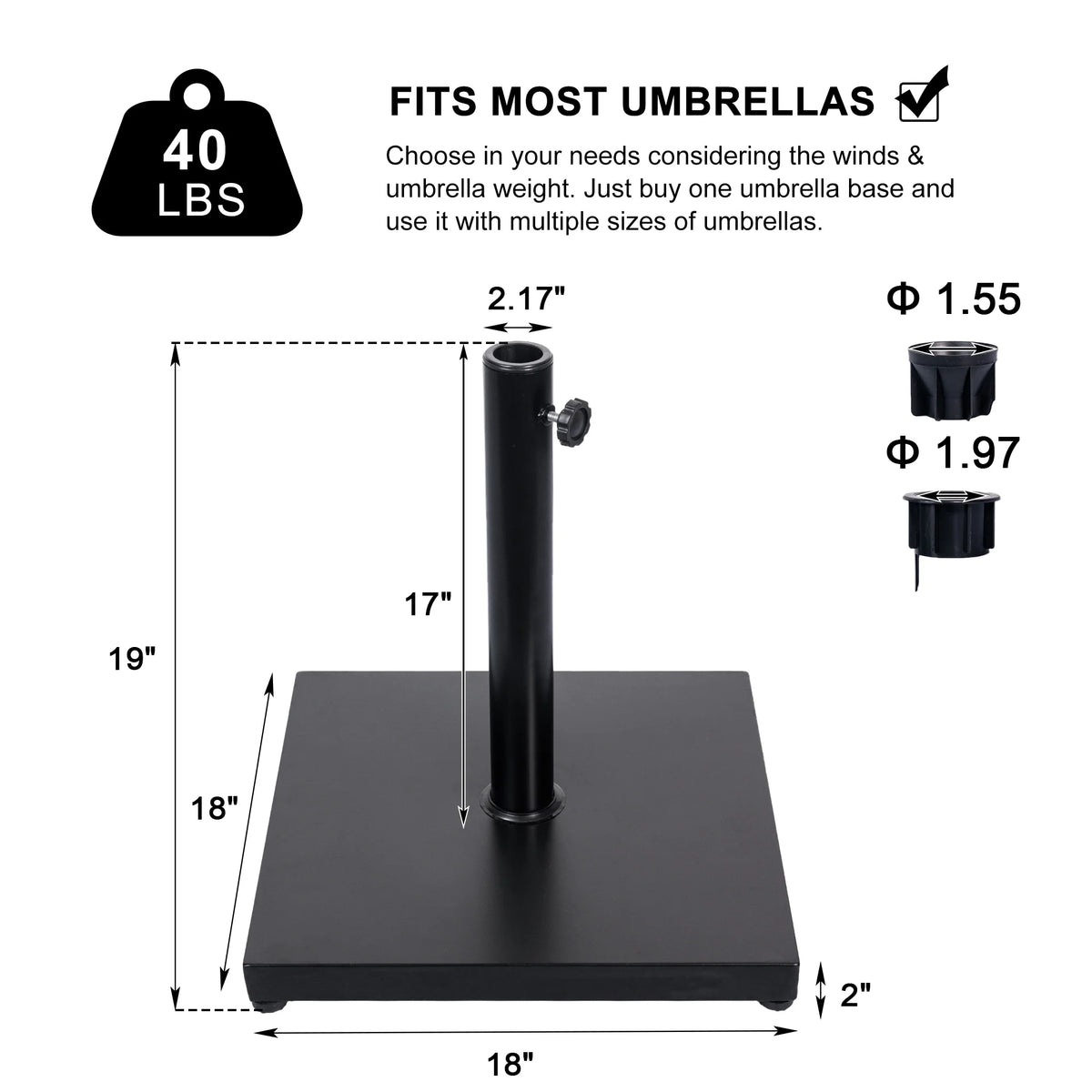 42lbs Waterproof Square Umbrella Base U1591