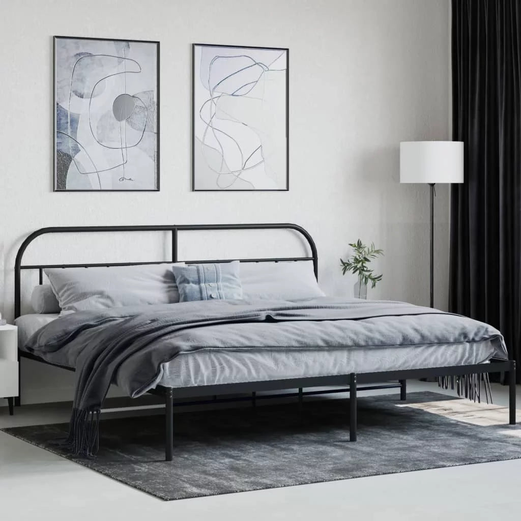 Metal Bed Frame with Headboard Black A783218