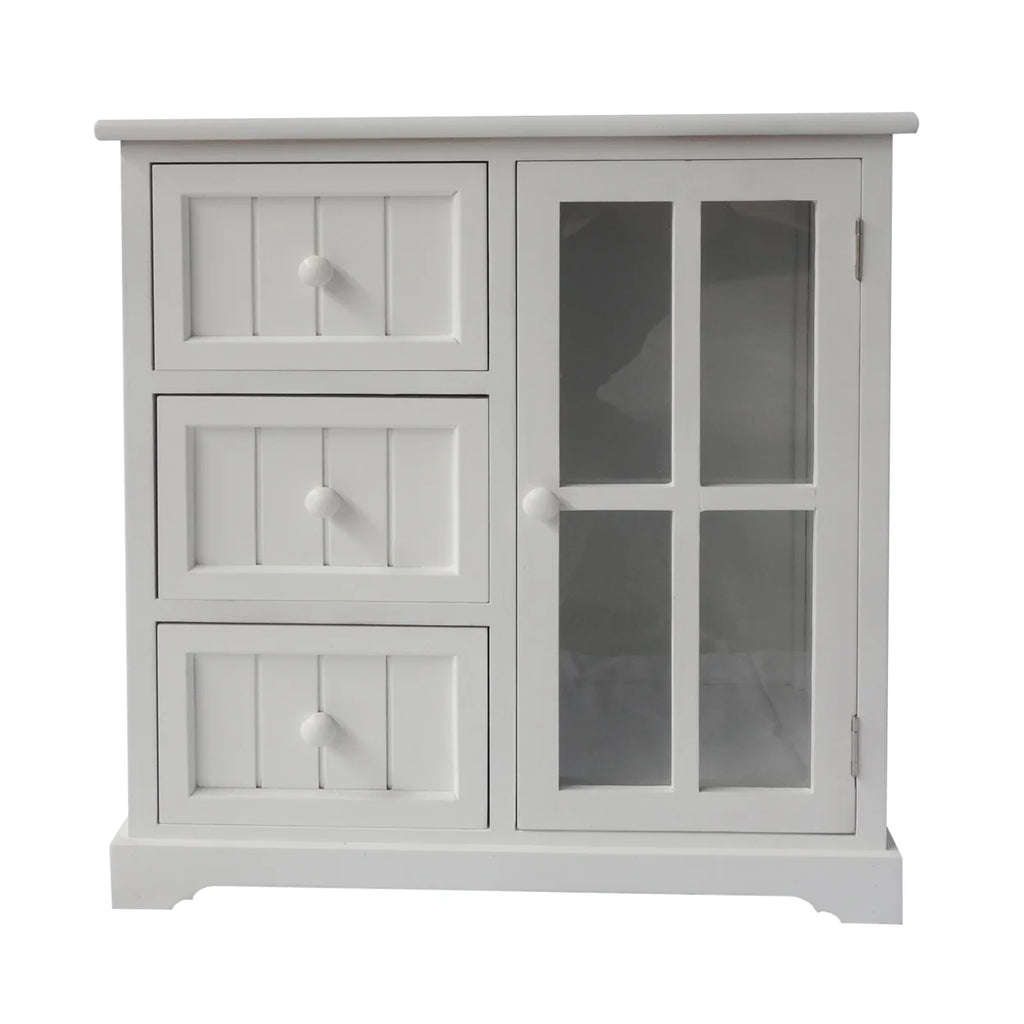 24 Inch White Paulownia Wood Accent Cabinet Z244