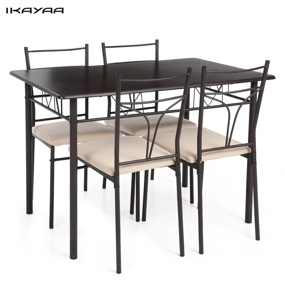 Black Metal Dining Table Chairs Set P3867