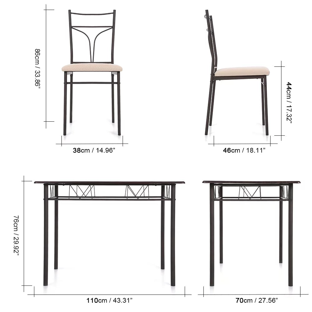 Black Metal Dining Table Chairs Set P3867