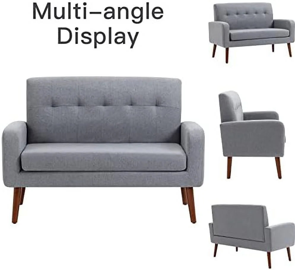 50'' Modern Fabric Loveseat Sofa Grey F382240